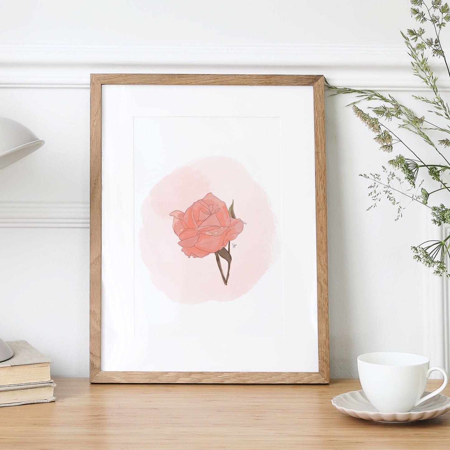 Blush Rose Watercolour Art Print