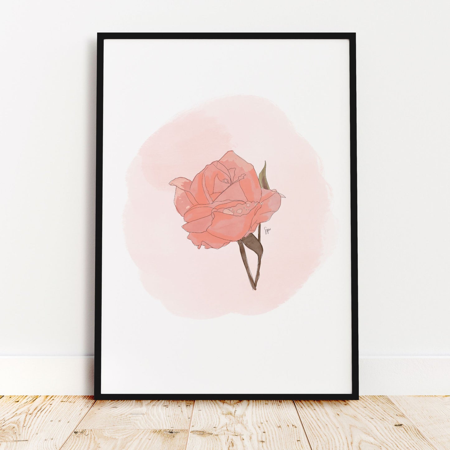 Blush Rose Watercolour Art Print