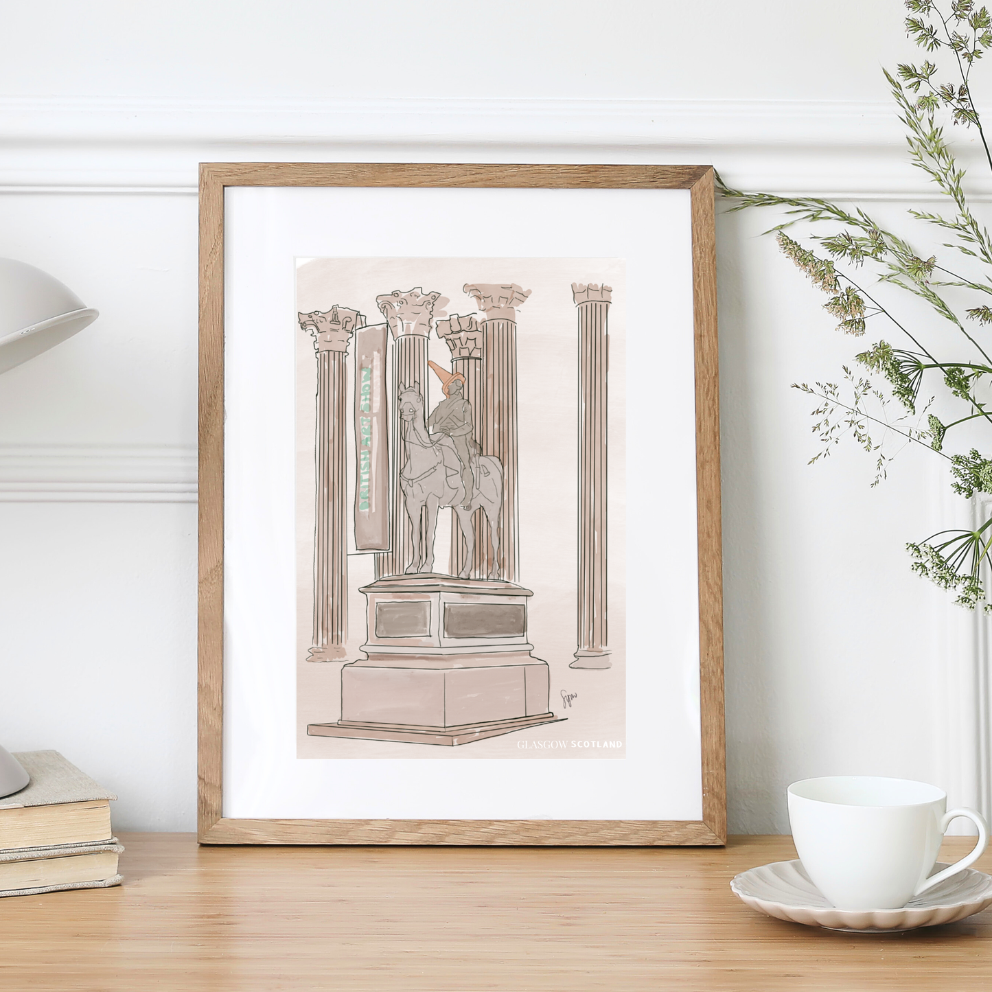 Glasgow Duke of Wellington Illustration Print