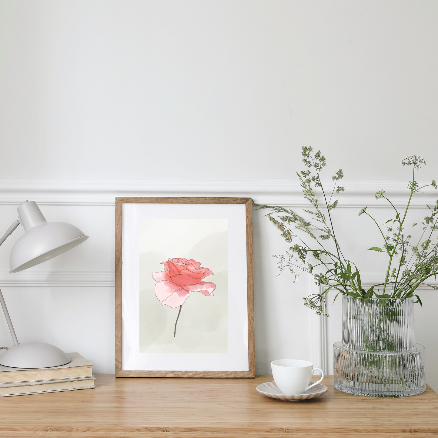 Blush Pink Rose Floral Art Print