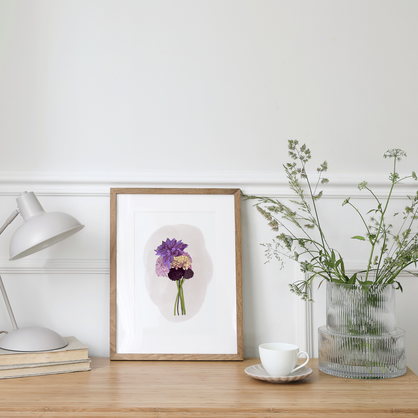 Botanical Dahlia Bouquet Floral Art Print