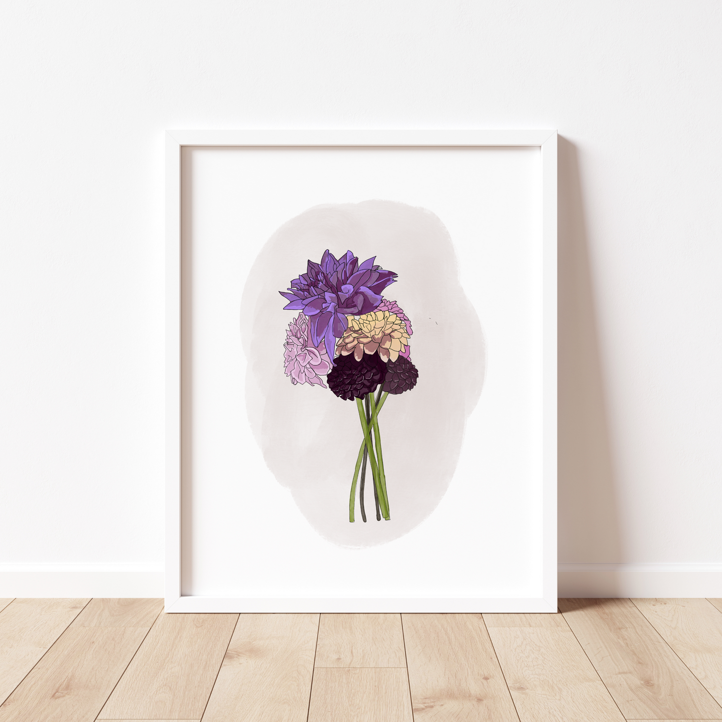 Botanical Dahlia Bouquet Floral Art Print