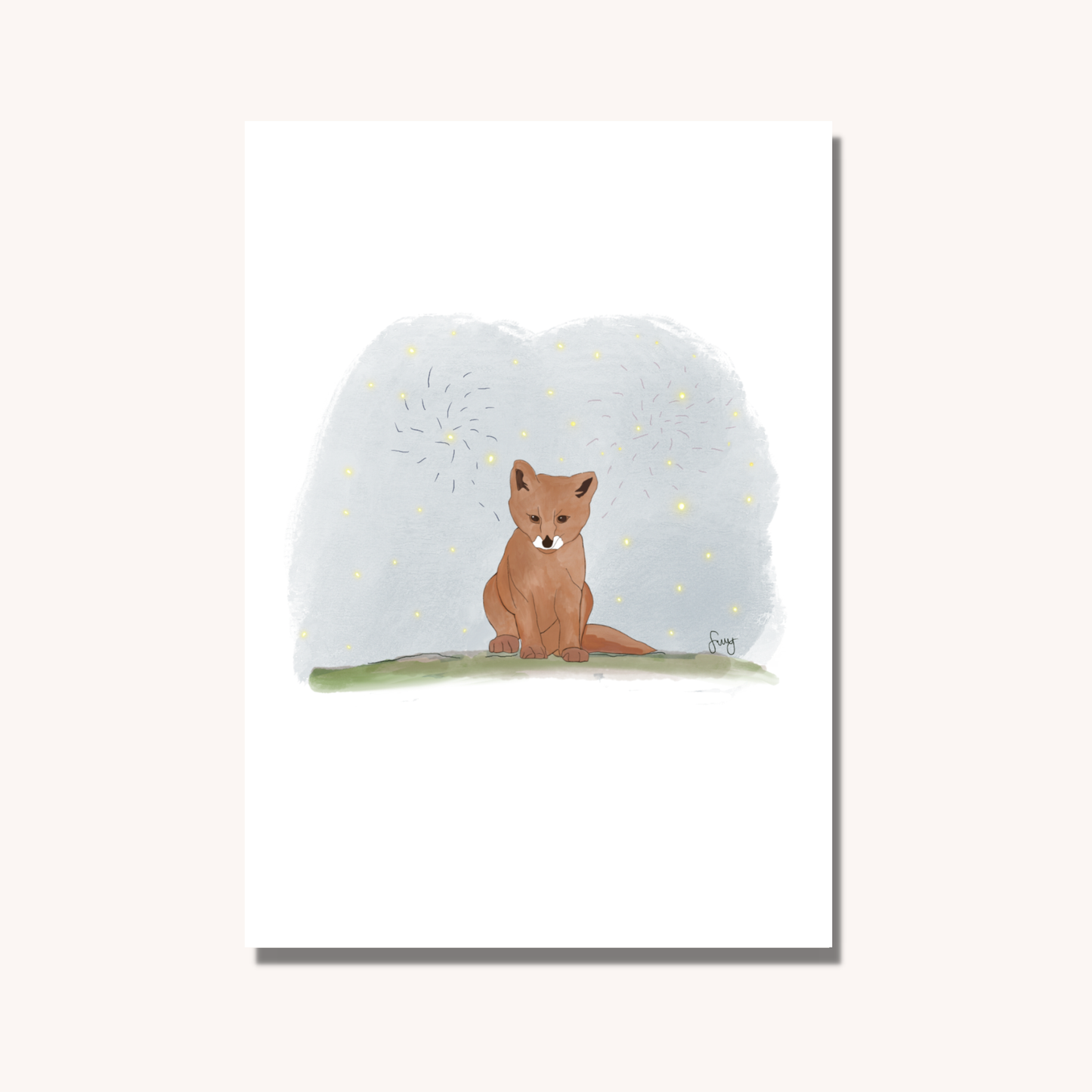Little Fox Art Print - Woodland Animal Illustration