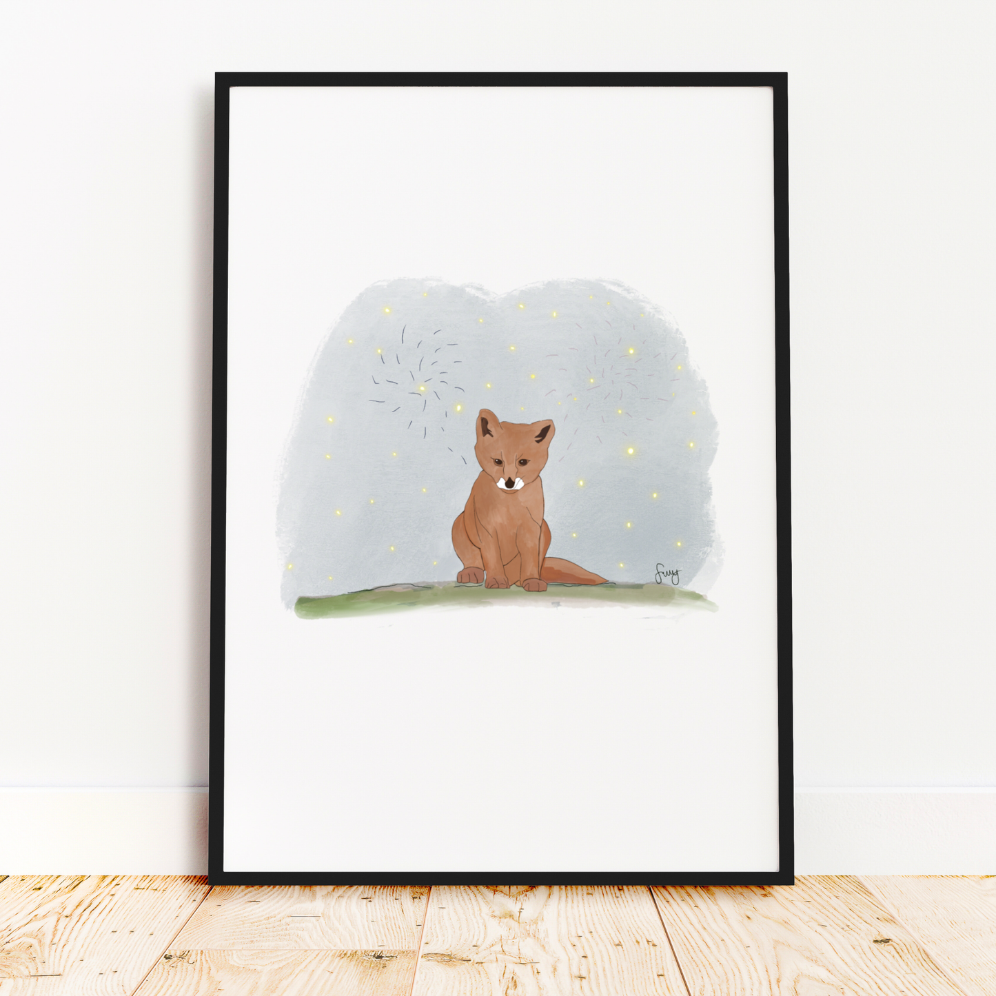 Little Fox Art Print - Woodland Animal Illustration