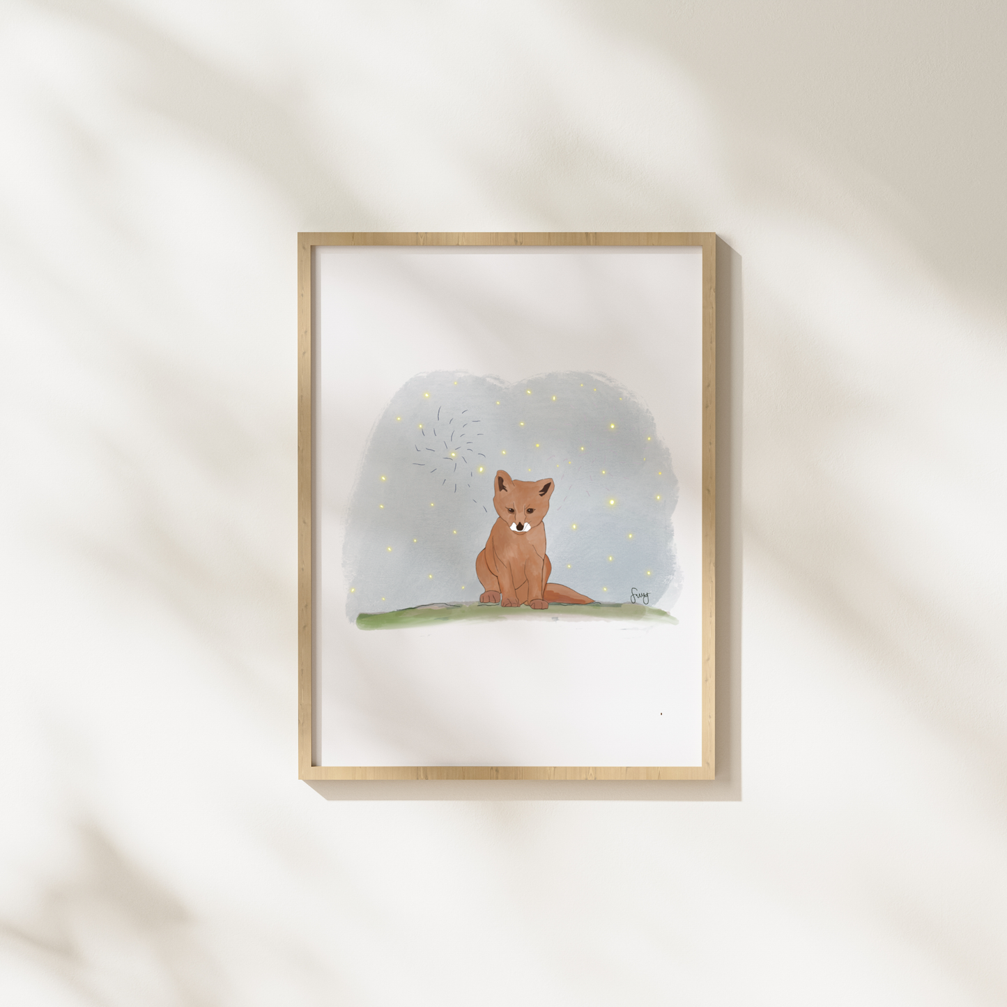 Little Fox Art Print - Woodland Animal Illustration
