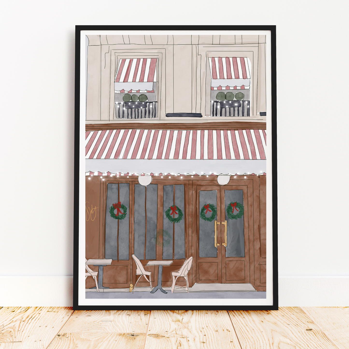 Parisian Café Illustration Print | Paris Wall Art