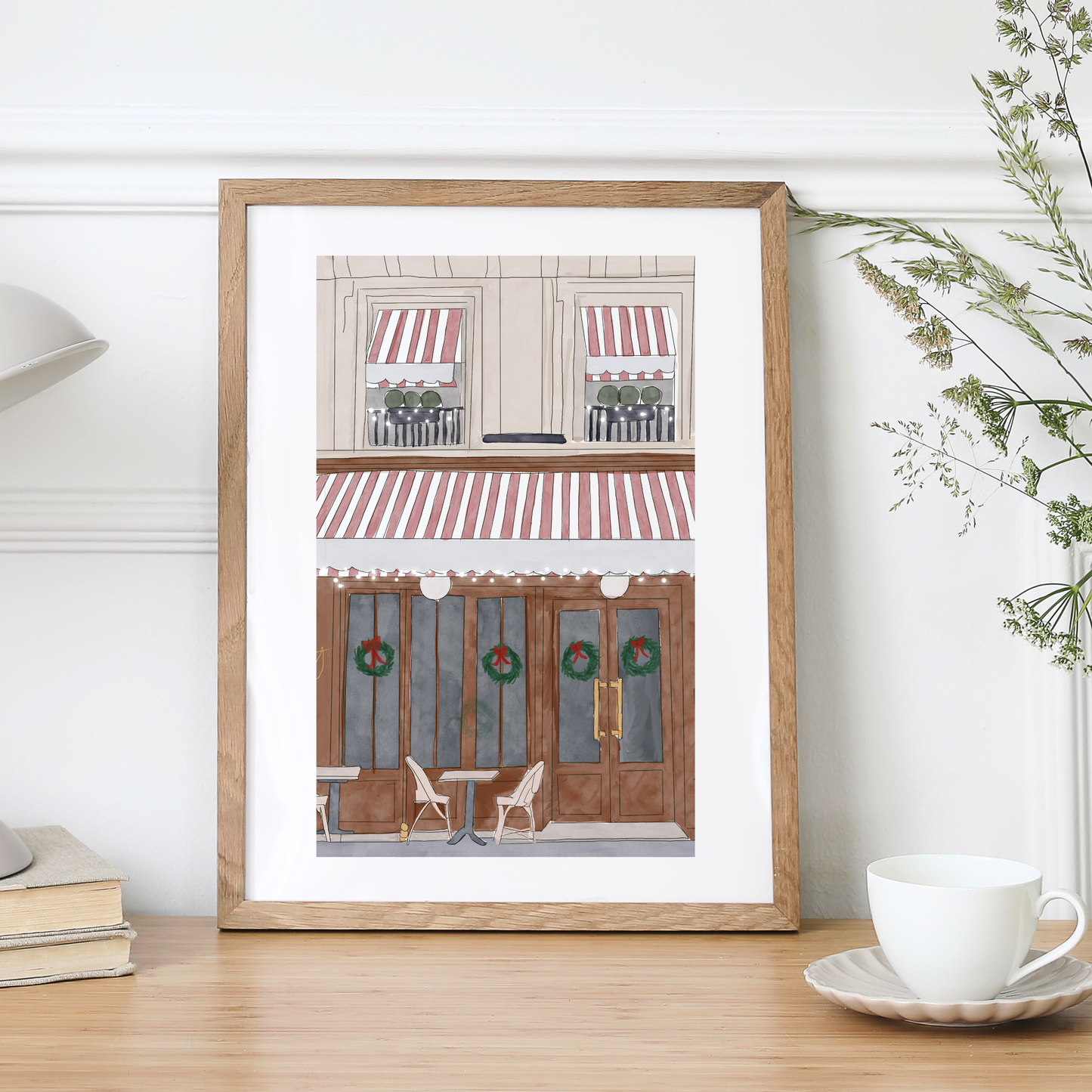 Parisian Café Illustration Print | Paris Wall Art