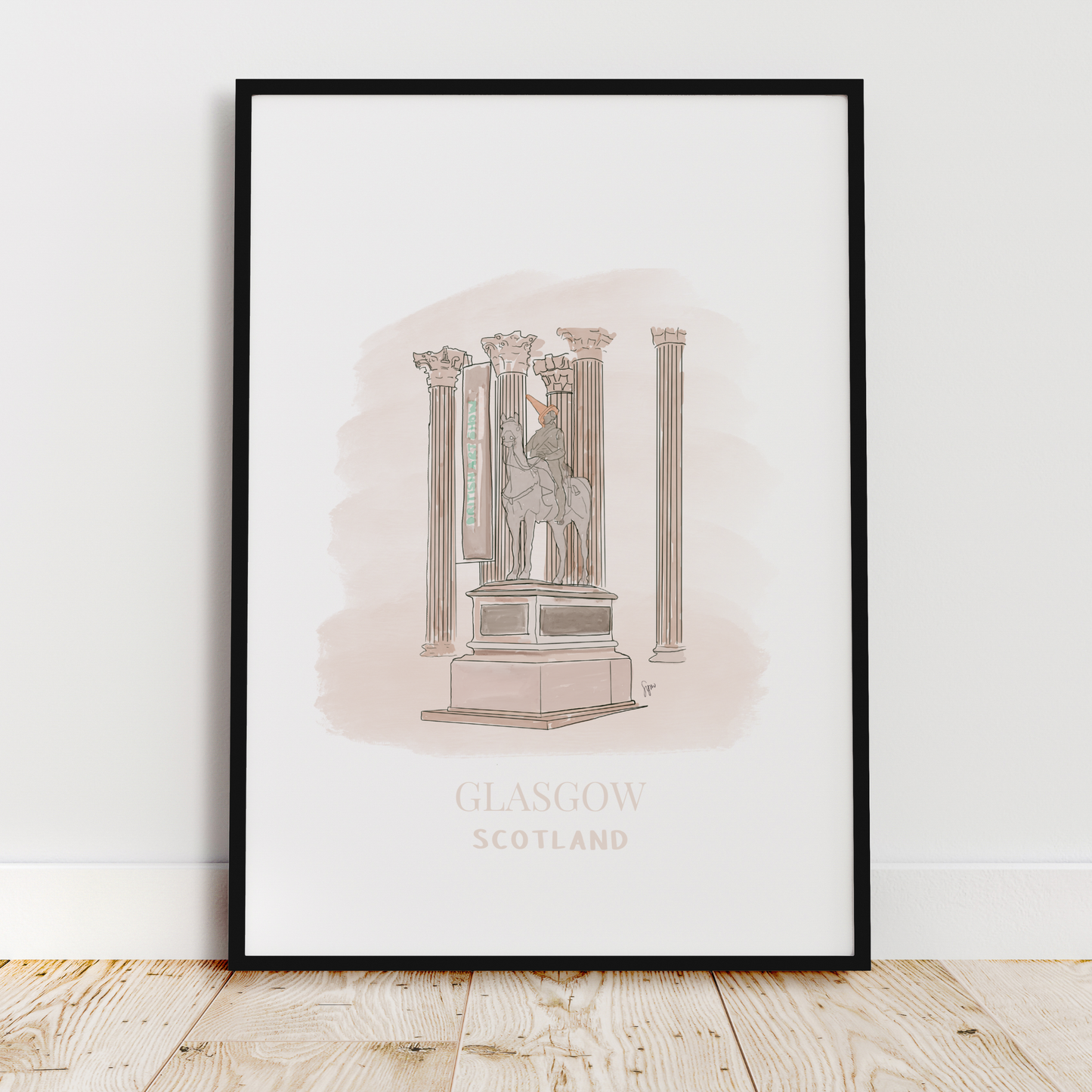 Glasgow Duke of Wellington Illustration Print