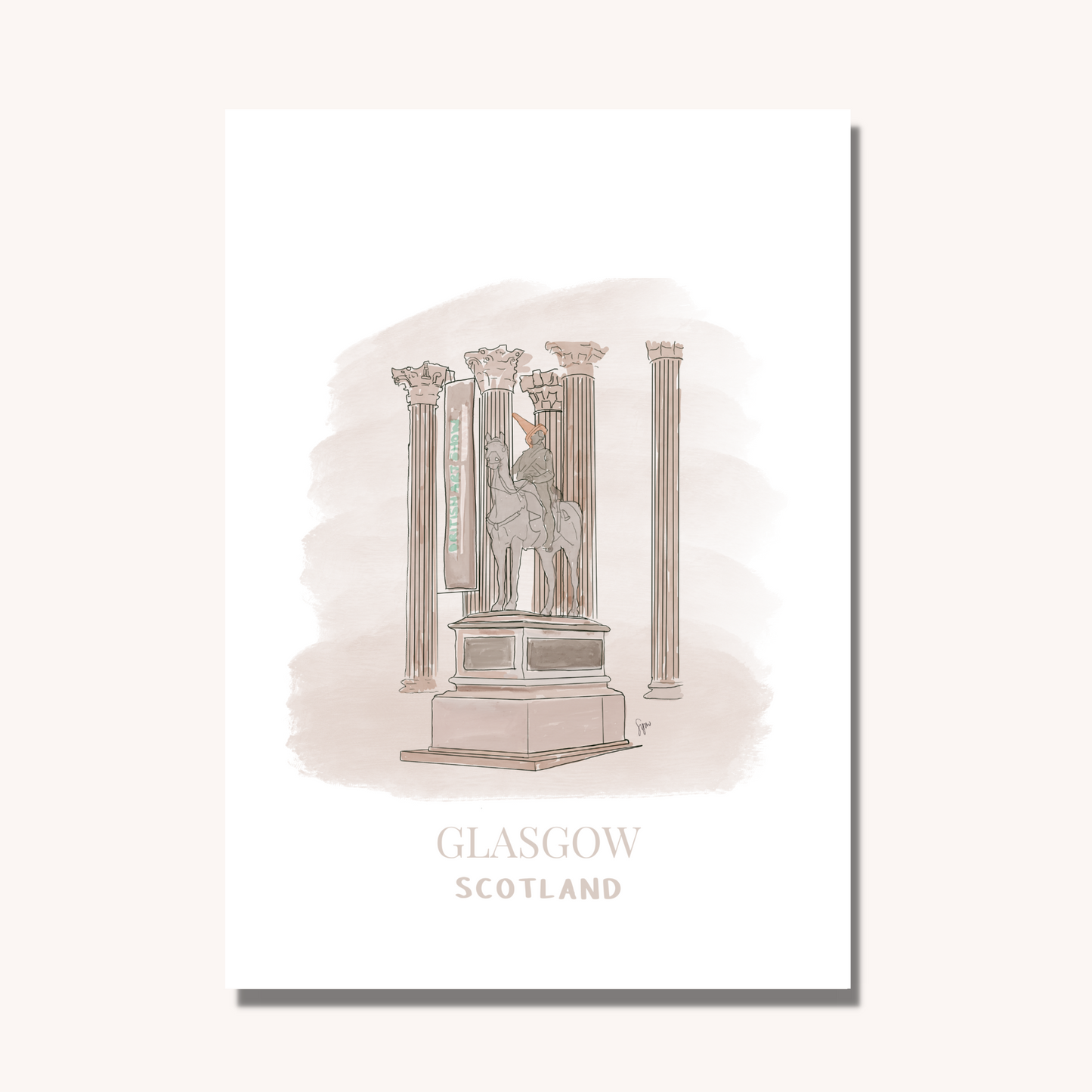 Glasgow Duke of Wellington Illustration Print
