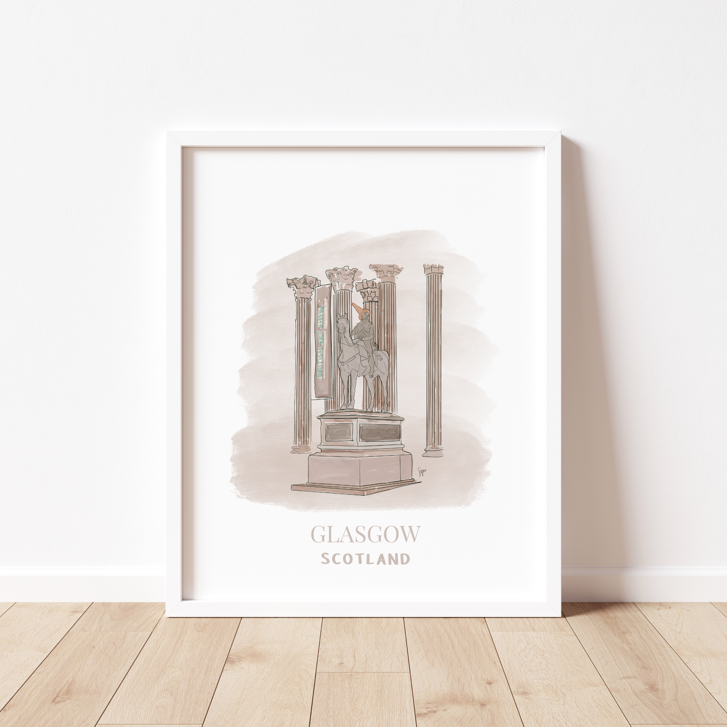 Glasgow Duke of Wellington Illustration Print