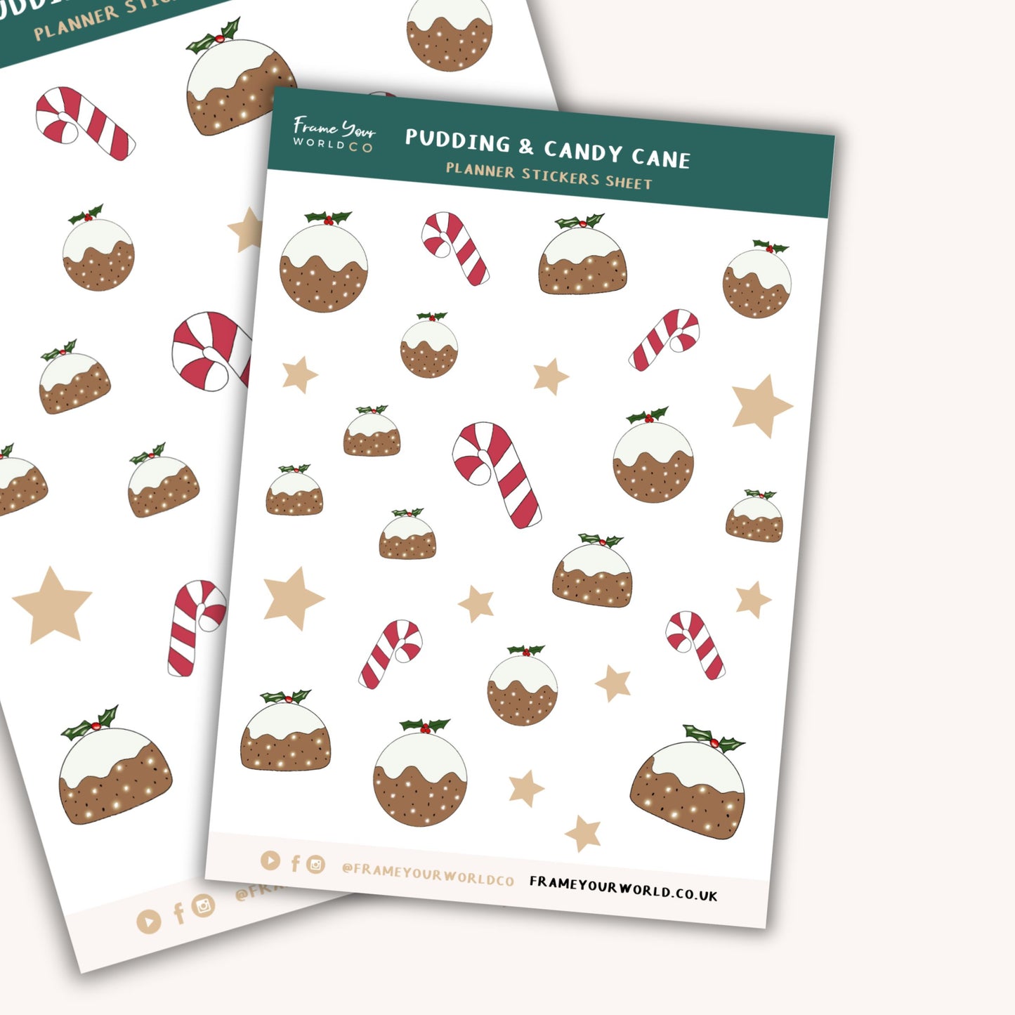 Christmas Pudding & Candy Cain Planner Stickers