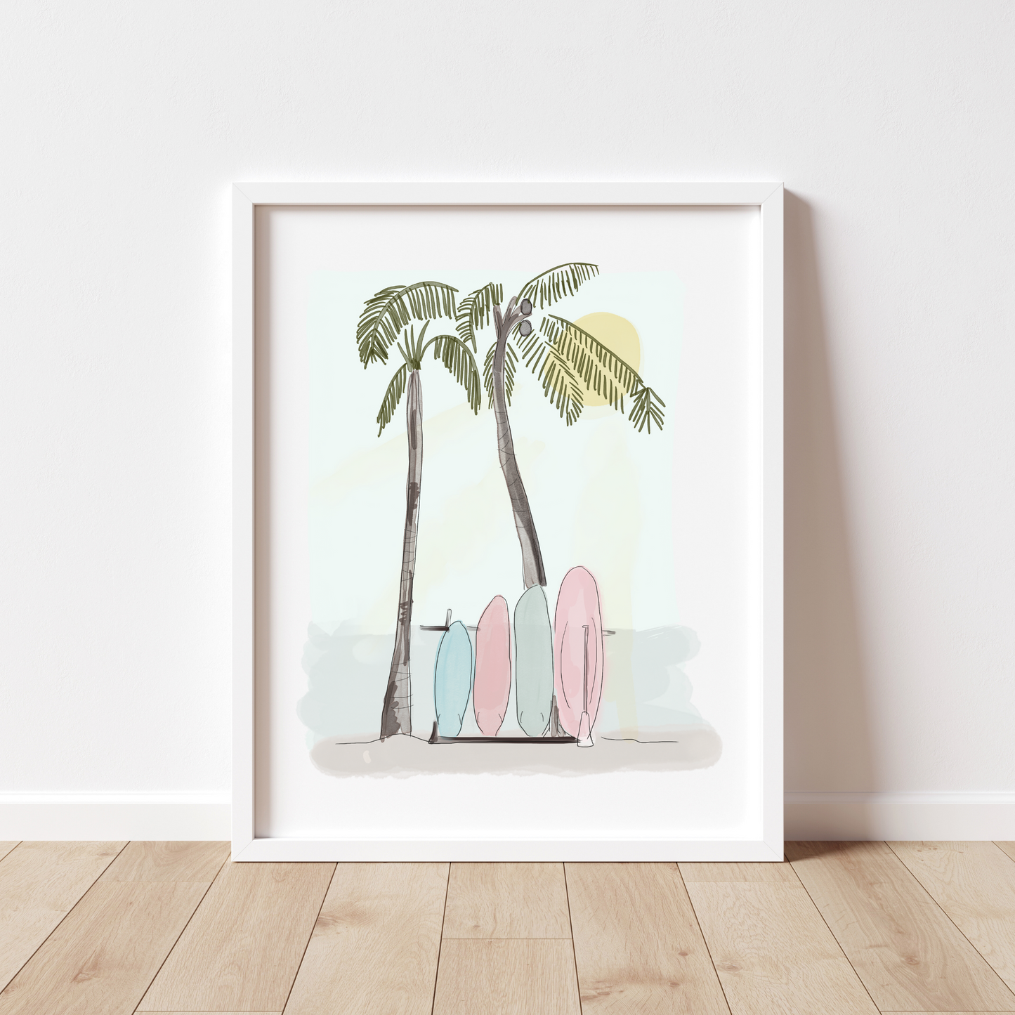 Dreamy Surf's Out: A Serene Beach Illustration
