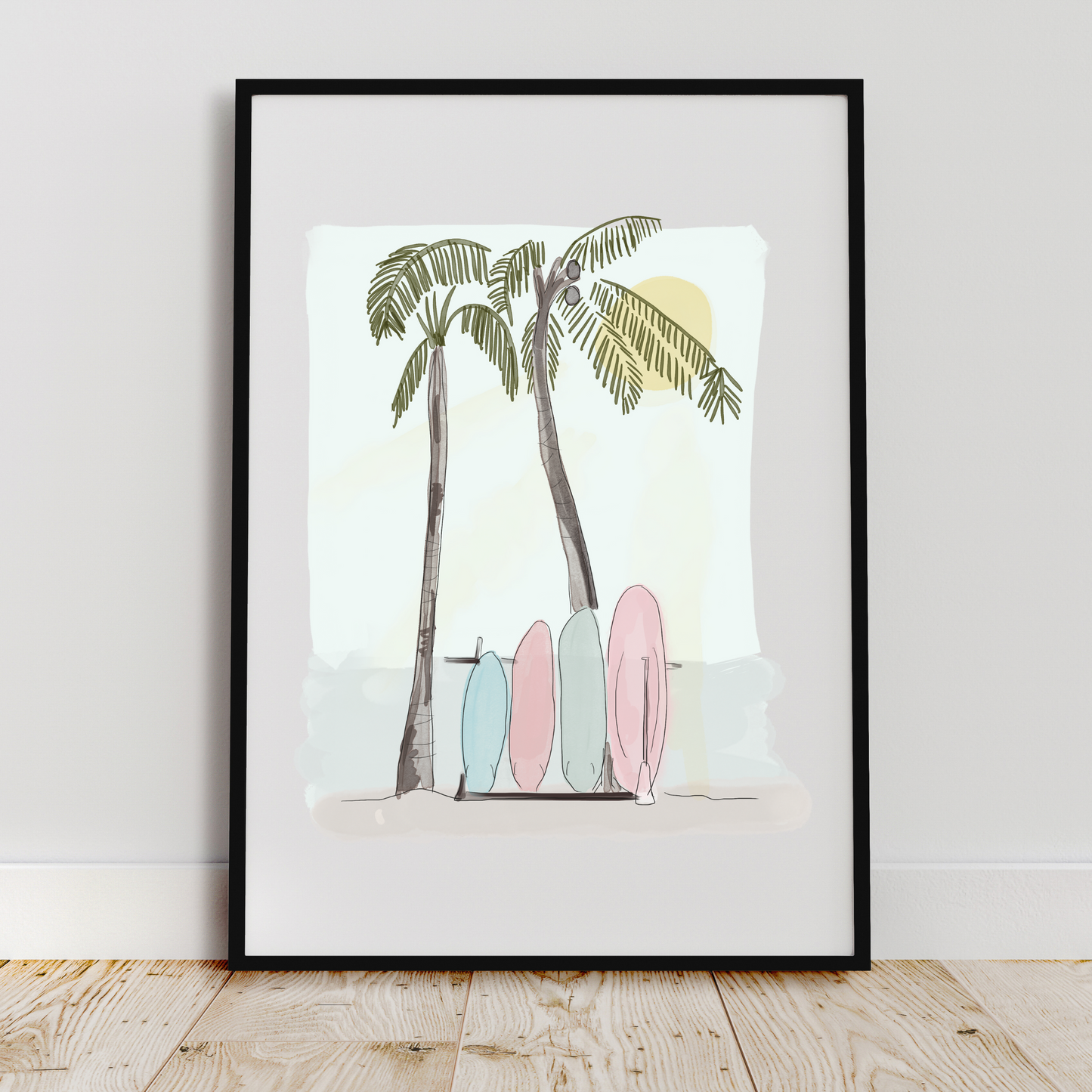 Dreamy Surf's Out: A Serene Beach Illustration