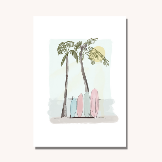 Dreamy Surf's Out: A Serene Beach Illustration
